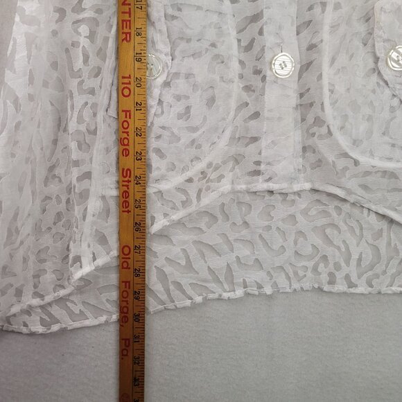 Multiples Sheer Button-Front Long Sleeve Jacket Animal Print White Size M New - Picture 11 of 11